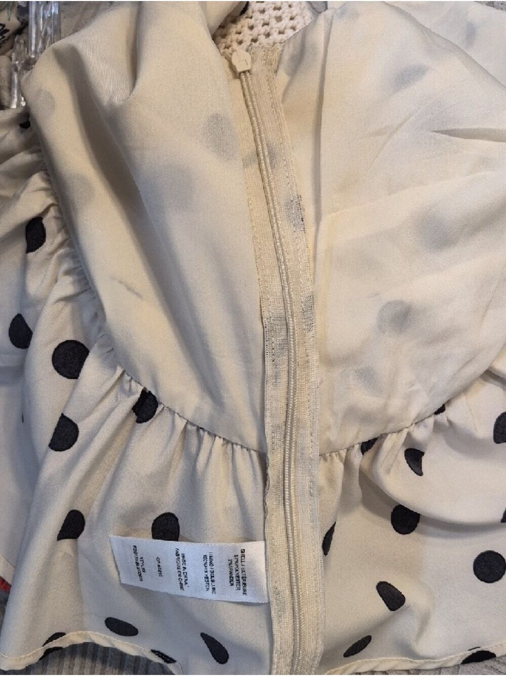 Ricki's Cream and Black Polka Dot Spaghetti Peplum Top - Picture 12 of 13